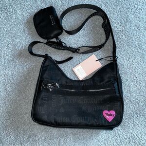 Juicy Couture Black Crossbody Bag with Pink Heart